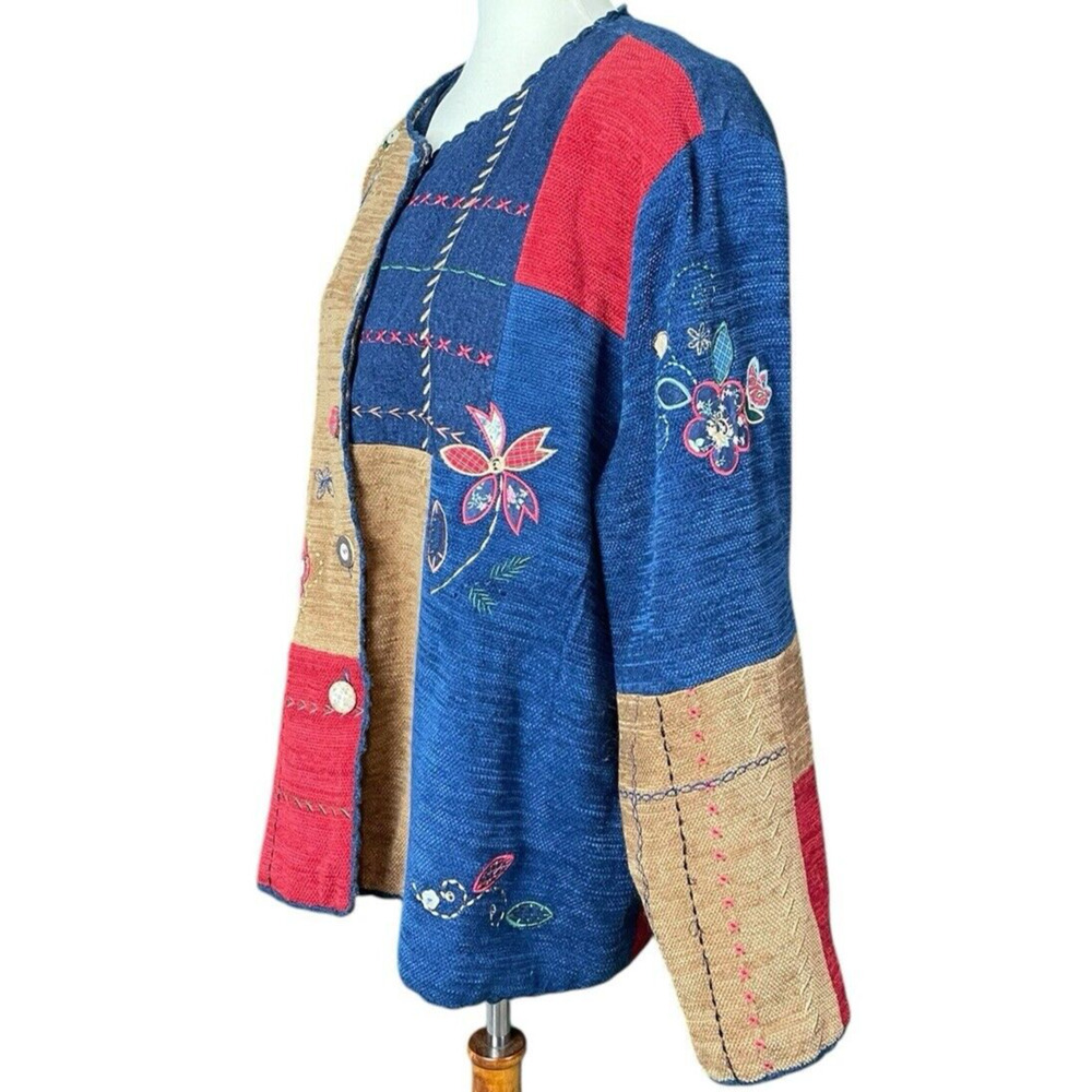 Koret City Blues Embroidered Patchwork Jacket Women 20W Floral Denim Vintage 80s - Picture 8 of 14